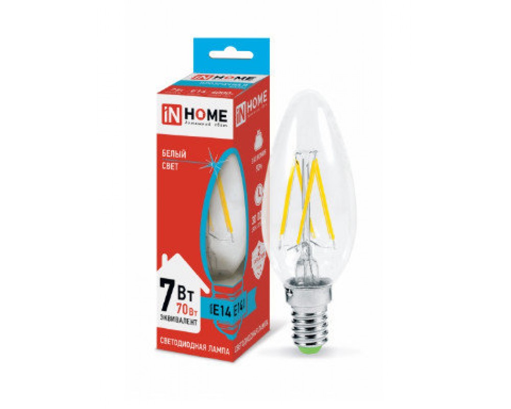 LEDСВЕЧА   deco 7 Вт 230В Е14 3000к 630 ЛМ прозрачная