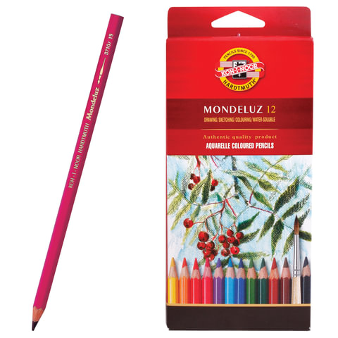 Карандаши цветные акварельные худ. KOH-I-NOOR "Mondeluz", 12 цв, 3,8мм,заточенные,европодвес,