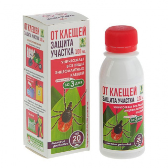 От клещей для защиты участка (фл.100мл)-48шт/кор 02-766 (уничтожает все виды энцефалитных клещей на